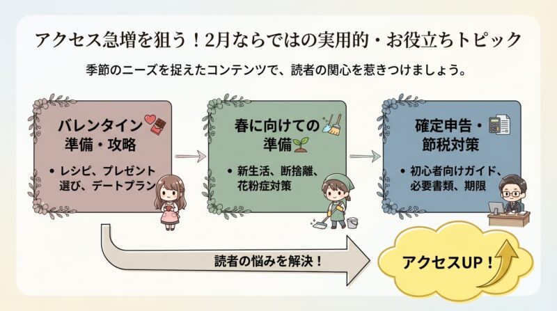 アクセス急増を狙う！2月ならではの実用的・お役立ちトピック