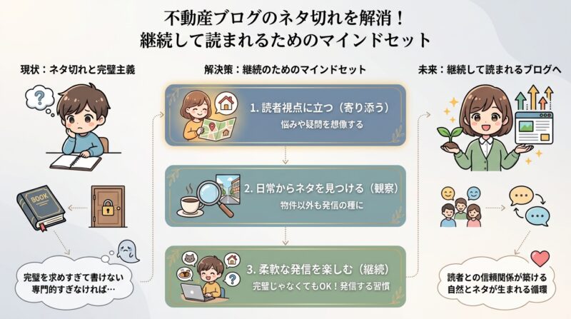 不動産ブログのネタ切れを解消！継続して読まれるためのマインドセット