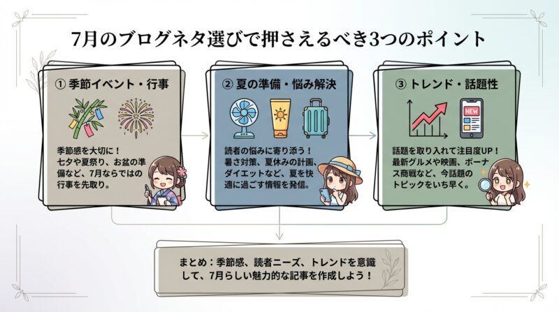 7月のブログネタ選びで押さえるべき3つのポイント