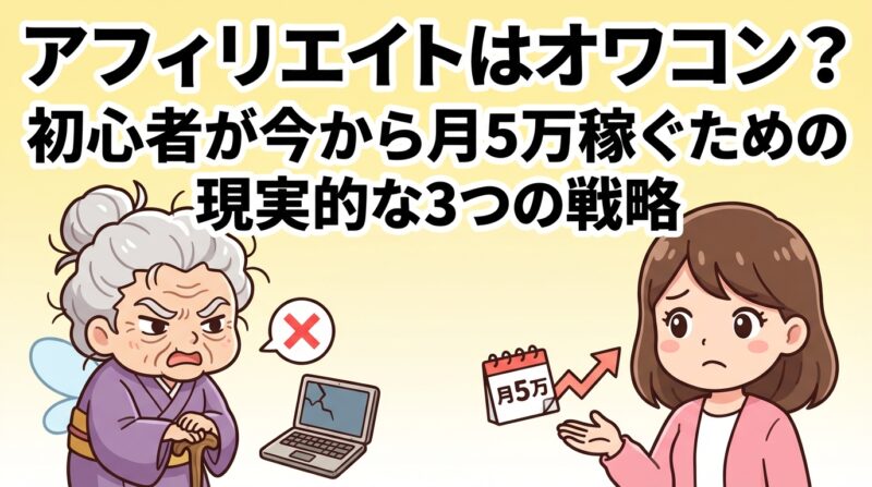 アフィリエイト　オワコン｜アフィリエイトはオワコン？初心者が今から月5万稼ぐための現実的な3つの戦略