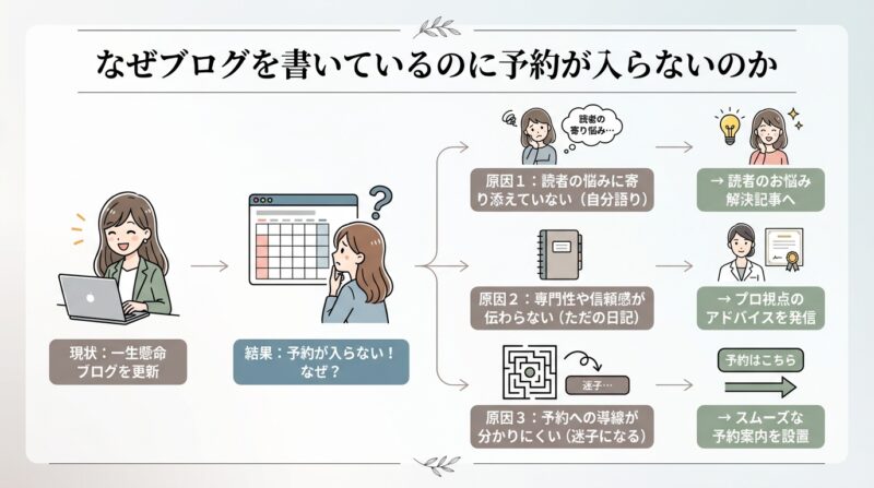 なぜブログを書いているのに予約が入らないのか