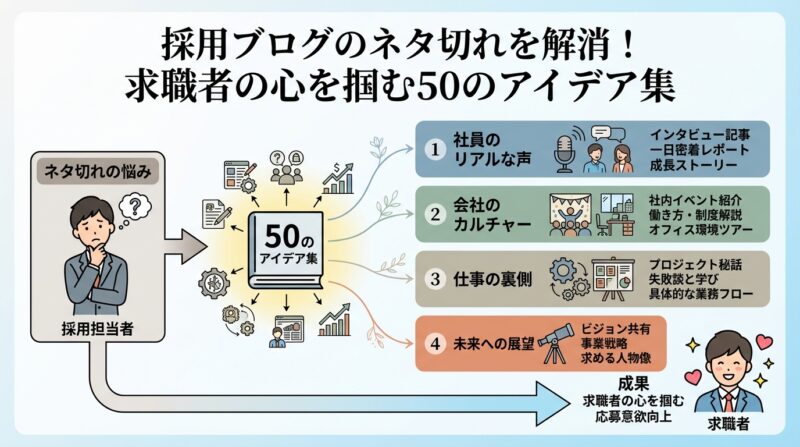 採用ブログのネタ切れを解消！求職者の心を掴む50のアイデア集