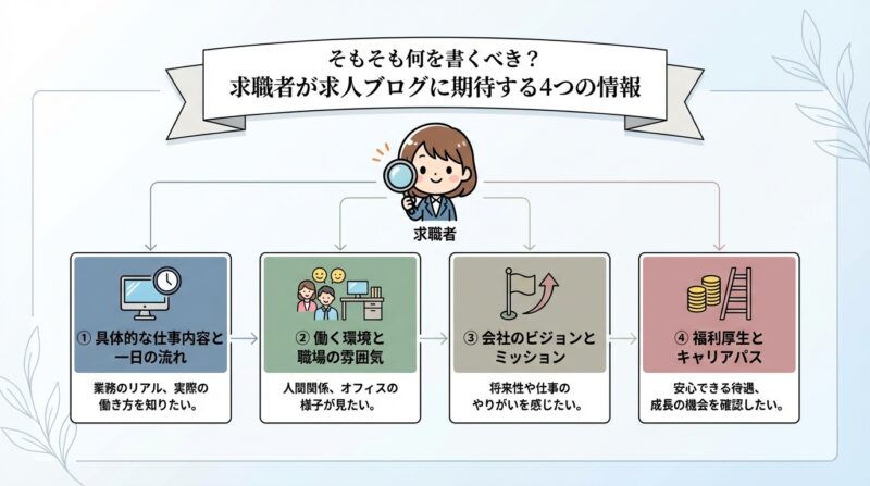 そもそも何を書くべき？求職者が求人ブログに期待する4つの情報