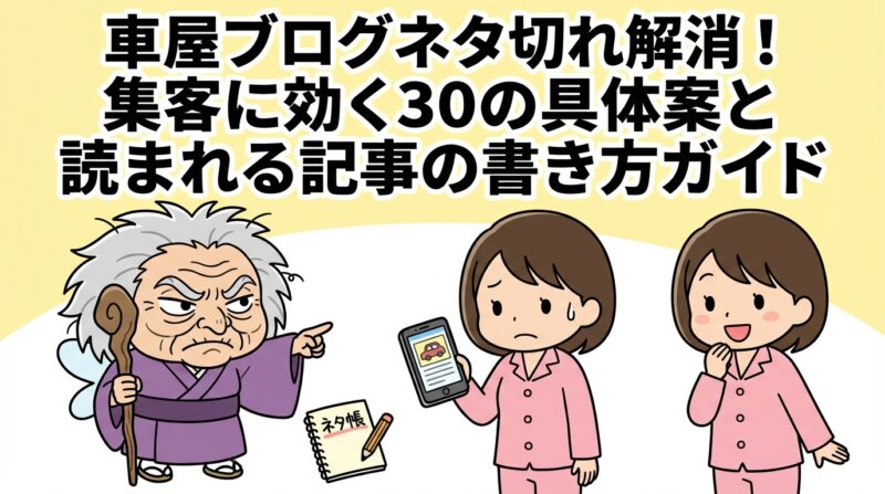 車屋ブログネタ｜車屋ブログネタ切れ解消！集客に効く30の具体案と読まれる記事の書き方ガイド