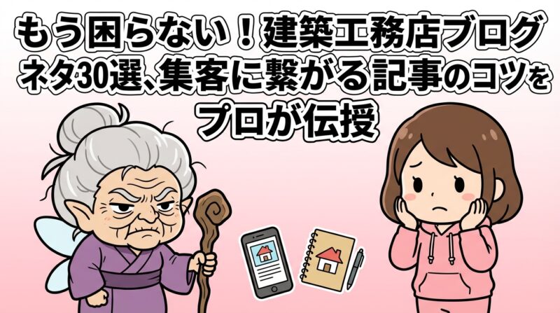 建築工務店ブログネタ｜もう困らない！建築工務店ブログネタ30選、集客に繋がる記事のコツをプロが伝授