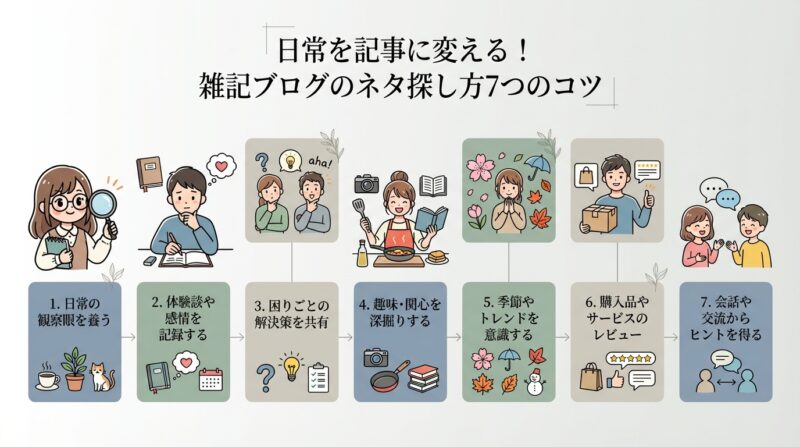 日常を記事に変える！雑記ブログのネタ探し方7つのコツ