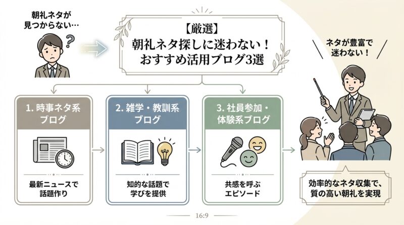 【厳選】朝礼ネタ探しに迷わない！おすすめ活用ブログ3選