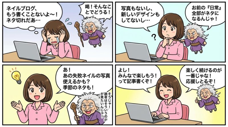 AIで作るゼロ初心者のブログ講座∸nano婆と学ぼう! | もう悩まない!ネイルブログネタ50選、読者がファンになる書き方のコツをプロが解説 まとめ