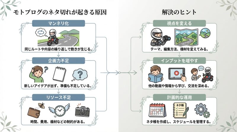 モトブログのネタ切れが起きる原因と解決のヒント