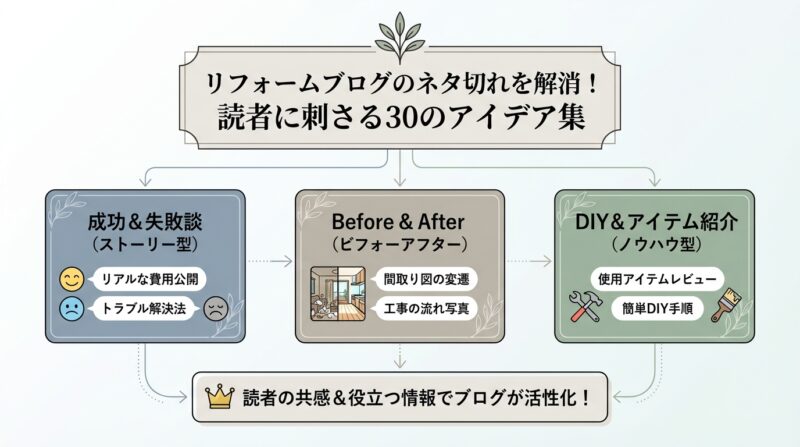 リフォームブログのネタ切れを解消！読者に刺さる30のアイデア集
