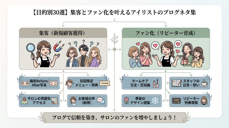 【目的別30選】集客とファン化を叶えるアイリストのブログネタ集
