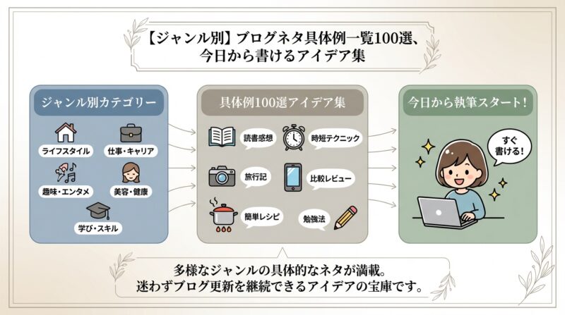 【ジャンル別】ブログネタ具体例一覧100選、今日から書けるアイデア集
