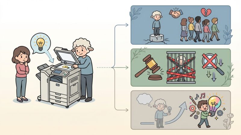 AIで作るゼロ初心者のブログ講座∸nano婆と学ぼう! | どこまでOK?ブログネタのパクリ基準と盗作にならない5つの差別化ポイント 安易なパクリが招く3つの大きなリスク