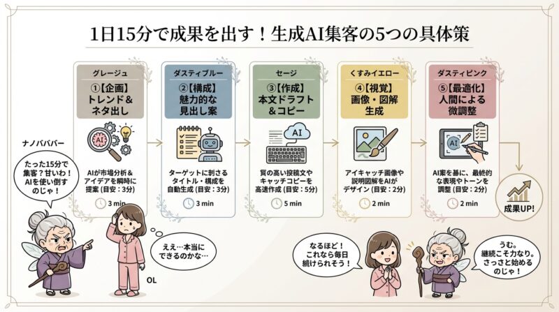1日15分で成果を出す！生成AI集客の5つの具体策