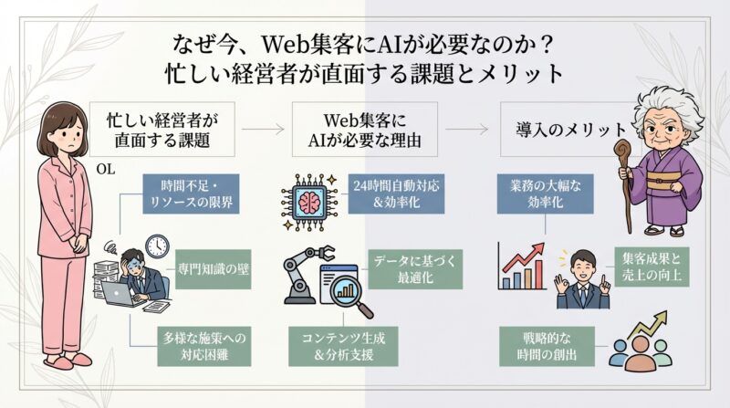 なぜ今、Web集客にAIが必要なのか？忙しい経営者が直面する課題とメリット
